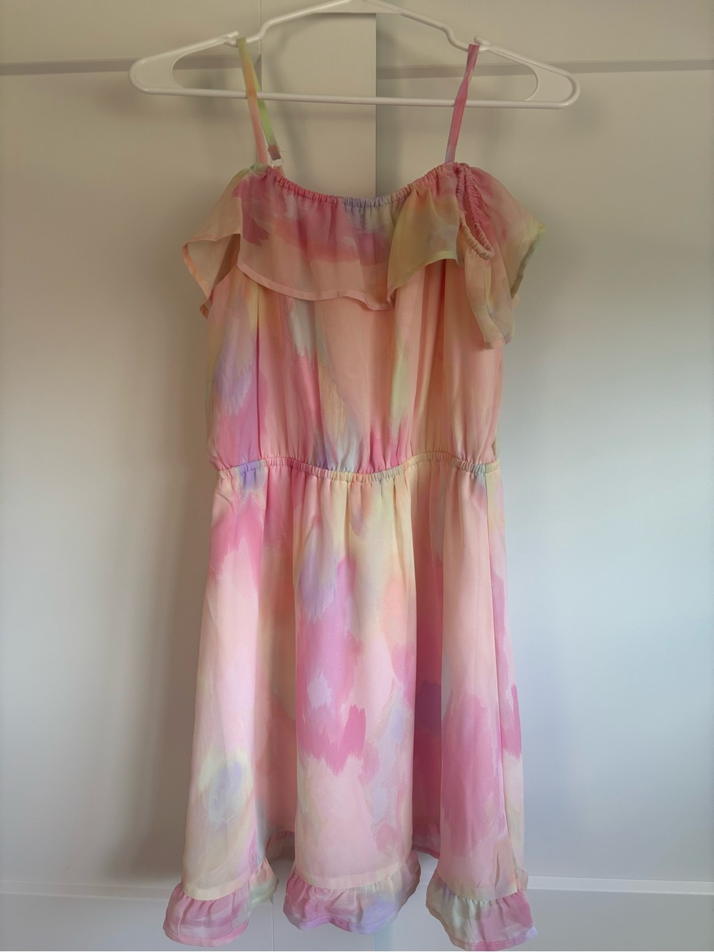 Children’s Place Girls' Pastel Pink Watercolor Ruffle Sundress